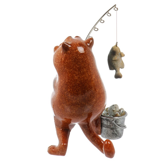 Фигурка декоративная полистоун, Кот-рыбак, 15х10.5х14.5 см, A020284