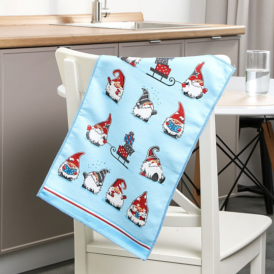 Полотенце кухонное махр, 30х50 см, 250 г/м2, 100%пэ, Гномы, гол, Китай