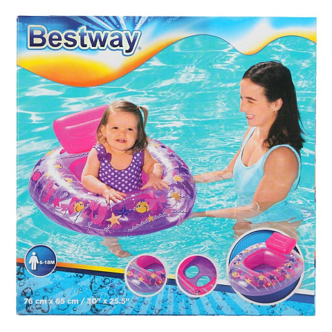 Круг надувной 76х65 см, Bestway, Baby Watercraft, с сидением, 6-18 месяцев, в ассортименте, 34126