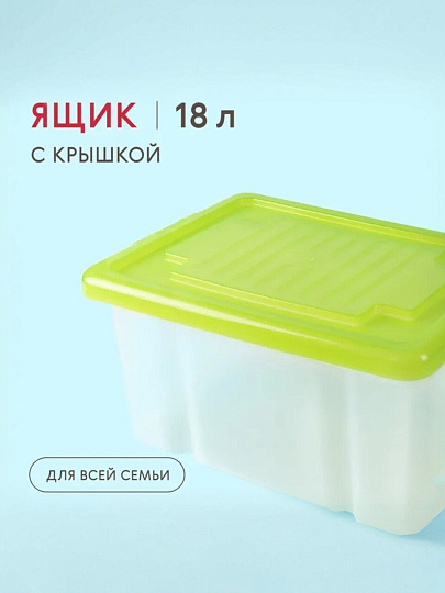 Ящик хозяйственный, 18 л, 41х30х21 см, с крышкой, в ассортименте, Darel, ЯФ0118