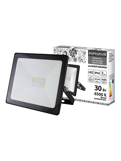 Прожектор светодиодный, TDM Electric, Народный СДО-04-030Н-Ф, 30 Вт, 6500 К, IP65, черный, SQ0336-0233