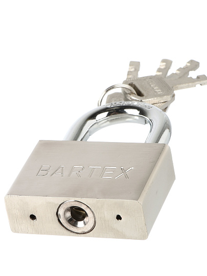Замок навесной BARTEX стальной 60мм Никель, антикоррозионное покрытие, блистер, 4 ключа, 504670
