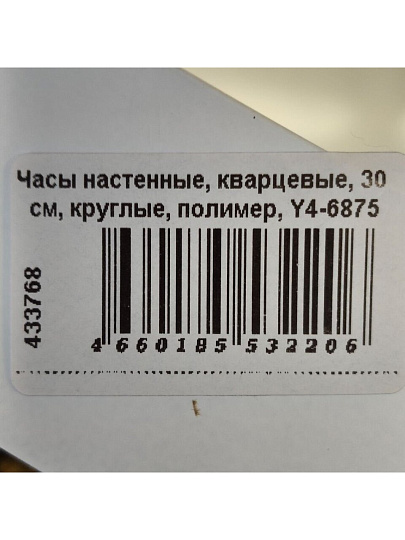 Часы настенные, кварцевые, 30 см, тихий ход, круглые, полимер, Y4-6875