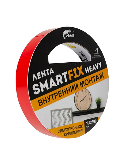 Лента 15 мм, прозрачная, основа акриловая, 0.3 м, W-con SmartFix HEAVY, для внутреннего монтажа, SFV1530T
