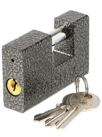 Замок навесной BARTEX чугунный 80мм Гаражный, блистер, 3 ключа, 504664