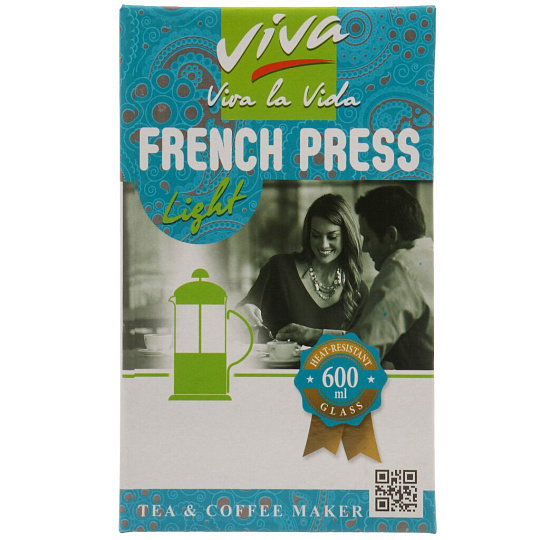 Френч-пресс 0.6 л, стекло, металл, Barouge, Viva, BF-712(600)