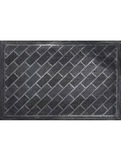 Коврик придверный, 45х75 см, прямоугольный, ПВХ, латексная пропитка, черный, без рисунка, Игольчатый, 93719