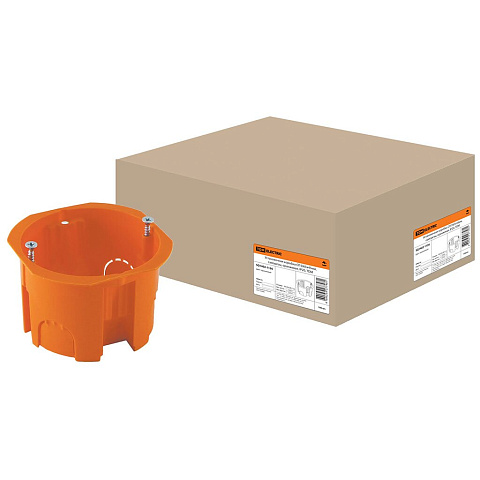 Коробка установочная, пластик, скрытая, диаметр 65х45 мм, TDM Electric, в бетон, с саморезами, оранжевая, IP20, SQ1402-1126