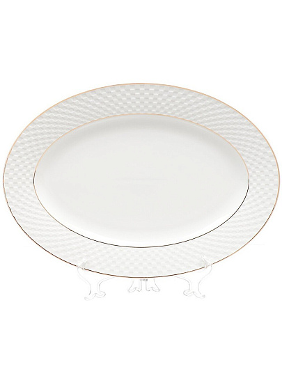 Блюдо керамика, овальное, 35 см, белое, Кембридж, Daniks, Y4-2737