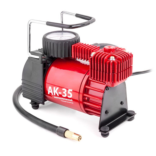 Компрессор автомобильный Autoprofi, AK-35, 35 л/мин, 12 В, 10 атм, 150 Вт, к прикуривателю, с манометром, шланг 1м, AK-35