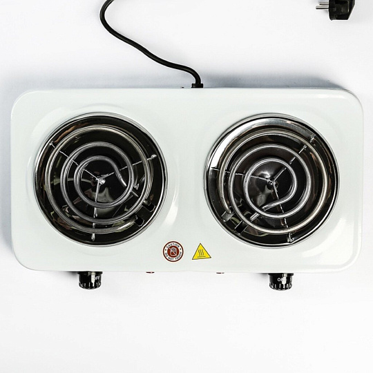 Плита электрическая Irit, IR-8120, 2000 Вт, 2 конфорки, спираль, эмаль, механическая, переключатель поворотный, белая