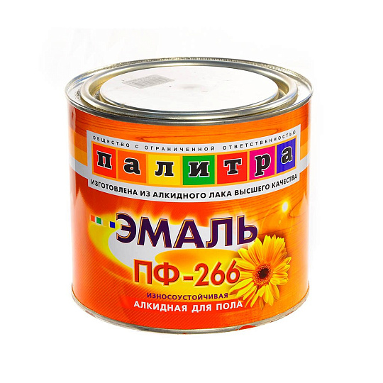 Эмаль Палитра, ПФ-266, алкидная, красно-коричневая, 1.9 кг