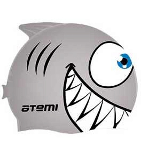Шапочка для плавания Atemi, силикон (дет.), рыбка-, серебро, FC203, 00000023872