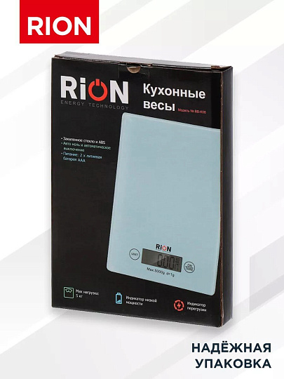 Весы кухонные электронные, стекло закаленное, Rion, платформа, точность 1 г, до 5 кг, LCD-дисплей, белые, BB-K08