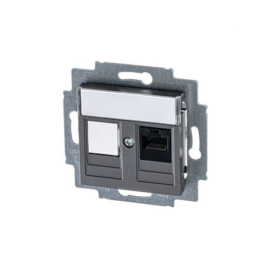 Розетка информационная Levit RJ45 кат. 5e и заглушка сталь ABB 2CHH295117A6069