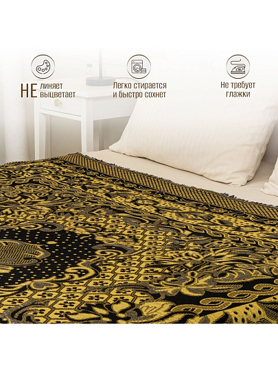 Покрывало 2-спальное, 200х180 см, 100% полиэстер, гобелен, Вензеля, бежевое, Y8-1820-03