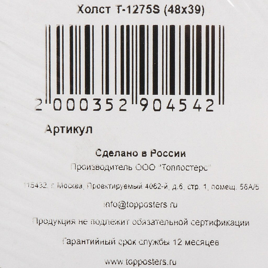 Картина холст, 48х39 см, T-1275S