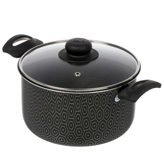 Кастрюля алюминий, антипригарное покрытие, 3 л, с крышкой, крышка стекло, Vari, В семье вкуснее, VSV45120/11