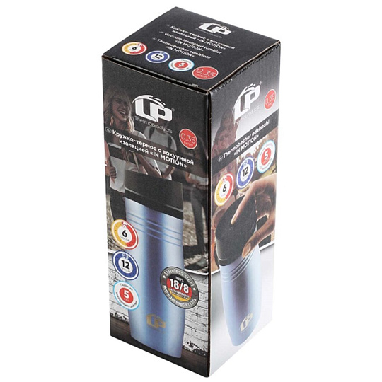 Термокружка нержавеющая сталь, 350 мл, LaPlaya, In Motion, колба нержавеющая сталь, синяя, 80296