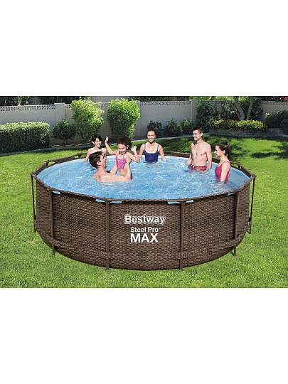 Бассейн каркасный Bestway, 366х100 см, Steel Pro Max, 56709BW, фильтр-насос, лестница, 9150 л