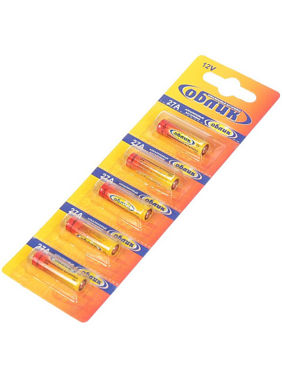Батарейка Облик, A27 (MN27, 27A), Alkaline, щелочная, 12 В, блистер, 5 шт