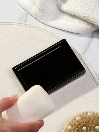 Мыльница настольная, керамика, 11.5х7.5х2 см, черный глянец, Y4-9863