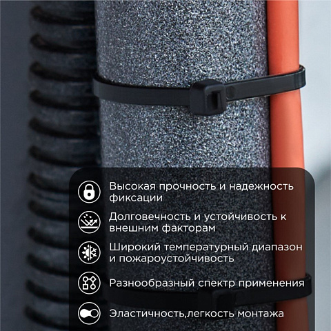 Хомут стяж кабельн, 3.6х200 мм, нейлон, 25 шт, чер, Rexant, 07-0201-25