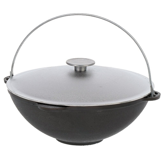 Казан чугун, 8 л, с крышкой, с дужкой, Гардарика, 1608-6