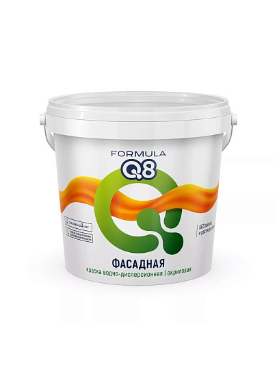 Краска водно-дисперсионная, Formula Q8, акриловая, фасадная, матовая, белая, 1.4 кг