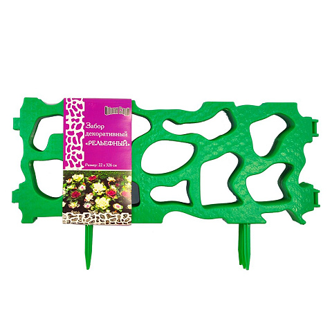 Забор декоративный пластмасса, Palisad, №3 Рельефный, 22х326 см, зеленый, ЗД03