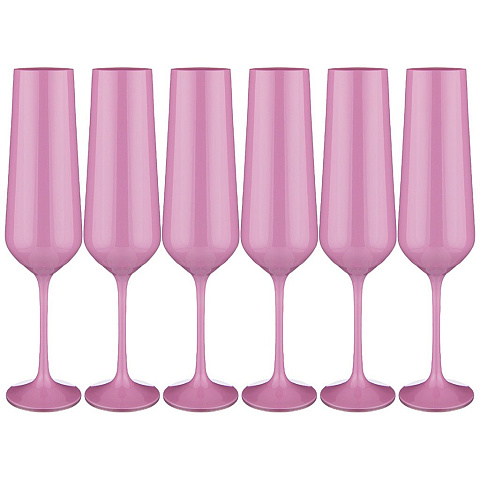 Набор бокалов для шампанского "sandra sprayed pink" из 6 шт. 200 мл. высота=25 см., 674-722
