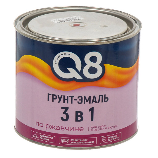 Грунт-эмаль Formula Q8, по ржавчине, алкидная, красно-коричневая, 1.8 кг