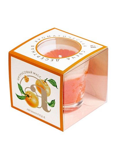 Свеча ароматизированная, в стакане, Aromantique, Цитрусовый мусс, 60 гр, АМ40604