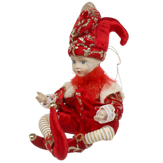 Фигурка декоративная Шут, 45 см, заводная, красно-золотая, Y4-8442