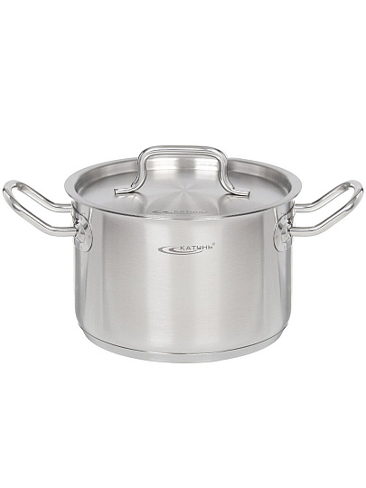 Кастрюля нержавеющая сталь, 3 л, крышка нержавеющая сталь, Катунь, Общепит, КТ-ОБ-03, металлик