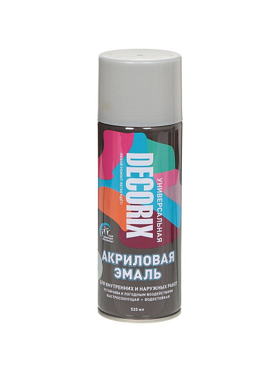Эмаль аэрозольная, Decorix, универсальная, акриловая, глянцевая, светло-серая, A27, 520 мл
