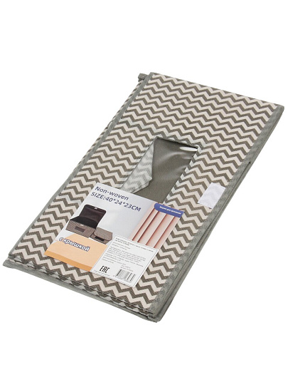 Кофр для хранения, с крышкой, складной, 40х24х23 см, серая волна, с окном, A190056