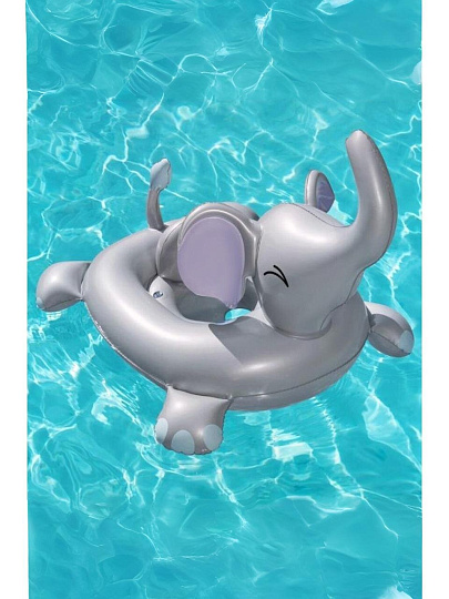 Игрушка для плавания 96.5х84 см, Bestway, Лодочка Слоненок, со встроенным динамиком, серая, 34152