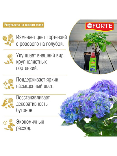 Удобрение для изменения цвета гортензий, флакон, жидкость, 285 мл, Bona Forte