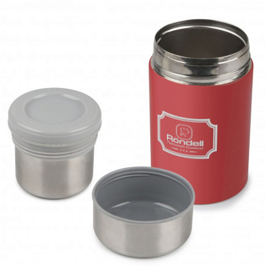 Термос для еды, нержавеющая сталь, 0.8 л, широкая горловина, Rondell, Picnic Red, медь, внутренний контейнер, RDS-945