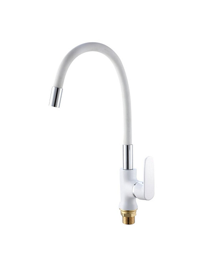 Смеситель для кухни, РМС, гибкий излив, с картриджем, белый, SL123W-016F-1