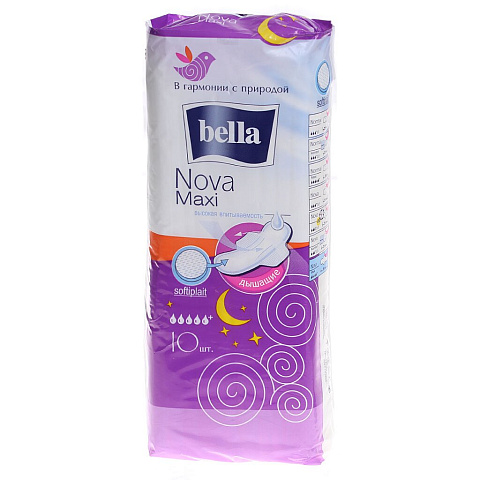 Прокладки женские Bella, Nova Maxi Soft Белая линия, 10 шт, 5222 ВЕ-012-MW10-027