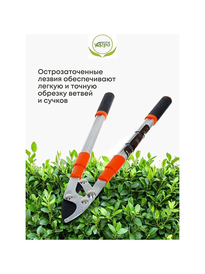 Ножницы садовые для кустарников, 630 мм, Инструм-Агро, НКТО S332A-В, телескопическая штанга, рукоятка алюминий, 010144