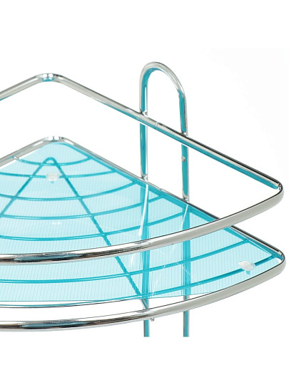 Полка для ванной металл, настенная, 2 яруса, угловая, 33х23 см, хром, Y3-763