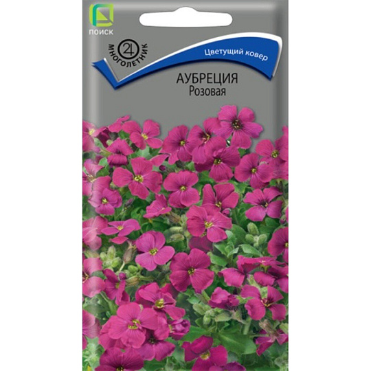 Семена Цветы, Аубреция, Розовая, 0.1 г, цветная упаковка, Поиск