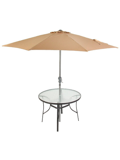 Зонт садовый 2.7х2.7х2.3 м, бежевый, C080017, с подставкой 51х12х51 см