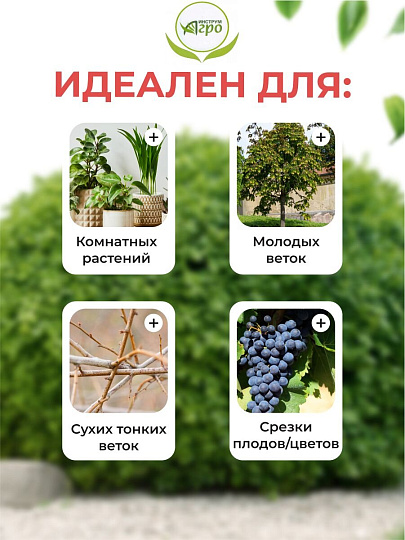 Секатор для весенней и осенней обрезки деревьев, 250 мм, Инструм-Агро, СТ-18, рукоятка резина, 010107