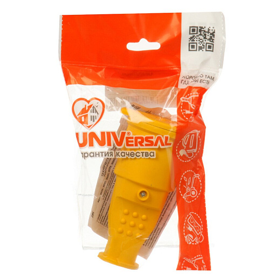 Разъем штепс., с/з, 16 А, 250 В, с загл, IP44, каучук, жёлт, UNIVersal, 3088