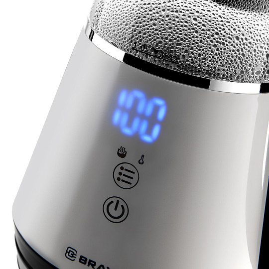 Чайник электрический BRAYER, BR1084, 1 л, 1100 Вт, скрытый нагревательный элемент, стекло