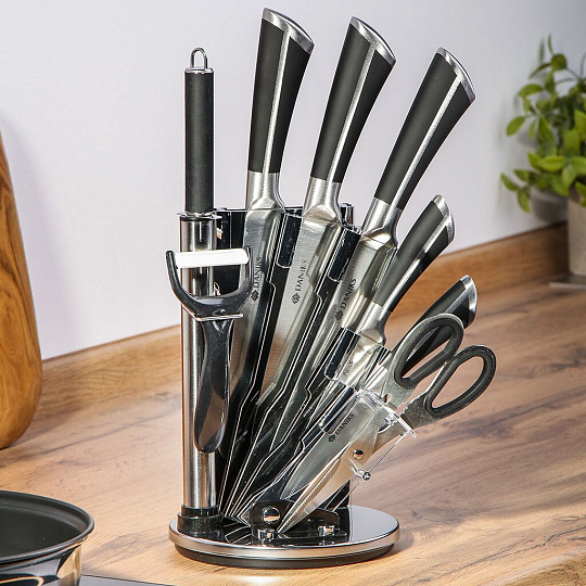 Набор ножей 8 предметов, нержавеющая сталь, с подставкой, Daniks, S-K43722P-T9